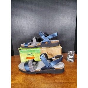 Naot Womens Krista Polar Sea Leather Blue Nickel Rivets EU Size 44 US 13